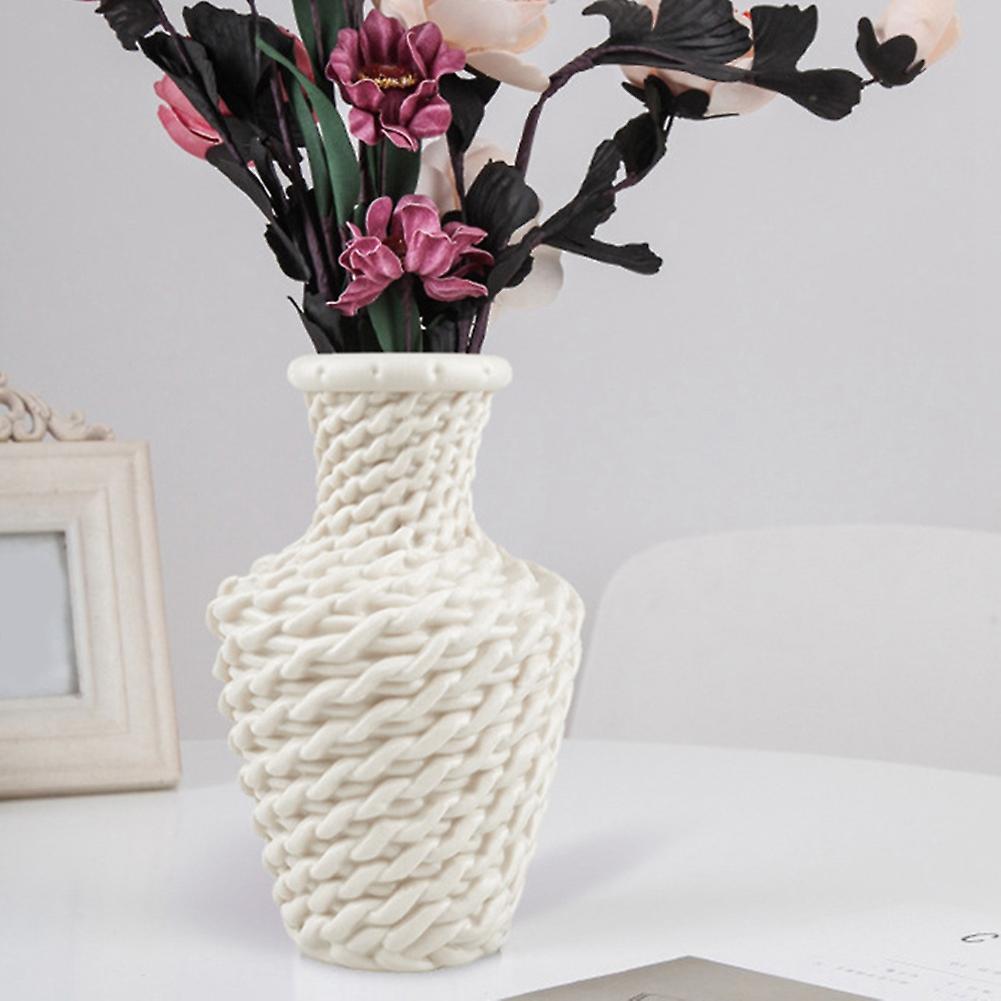 Imitation Rattan Plastic Vases for Home Decor Ornaments(pink)