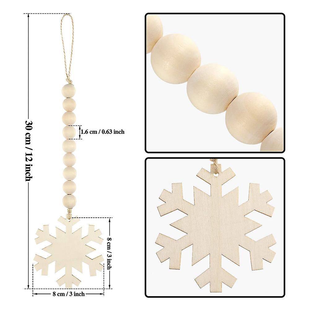 6 Pcs Christmas Tree Hanging Wooden Bead Garlands for Christmas Party
