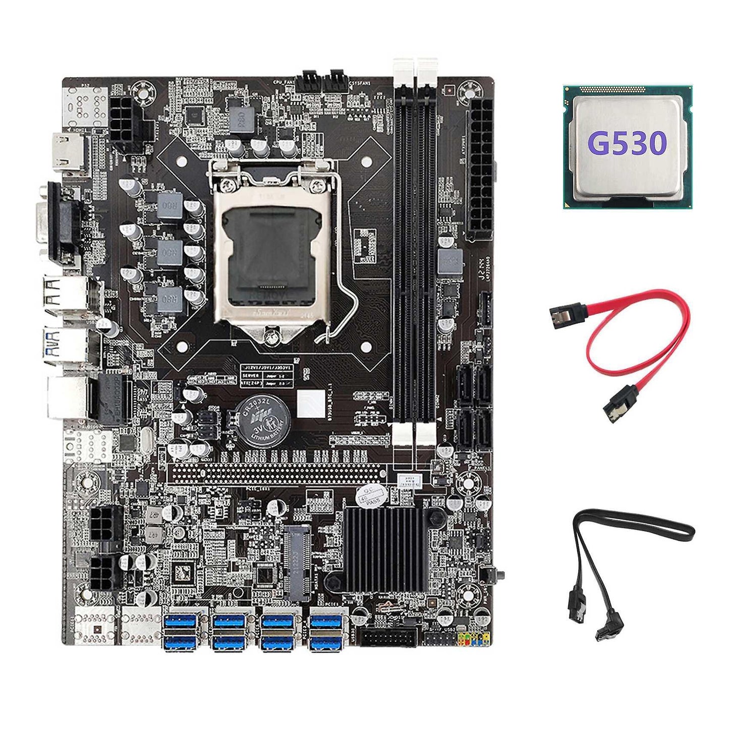 B75 Mining Motherboard+g530 Cpu+2xsata Cable Lga1155 8xpcie Adapter