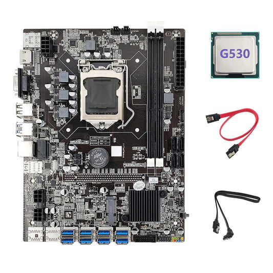 B75 Mining Motherboard+g530 Cpu+2xsata Cable Lga1155 8xpcie Adapter
