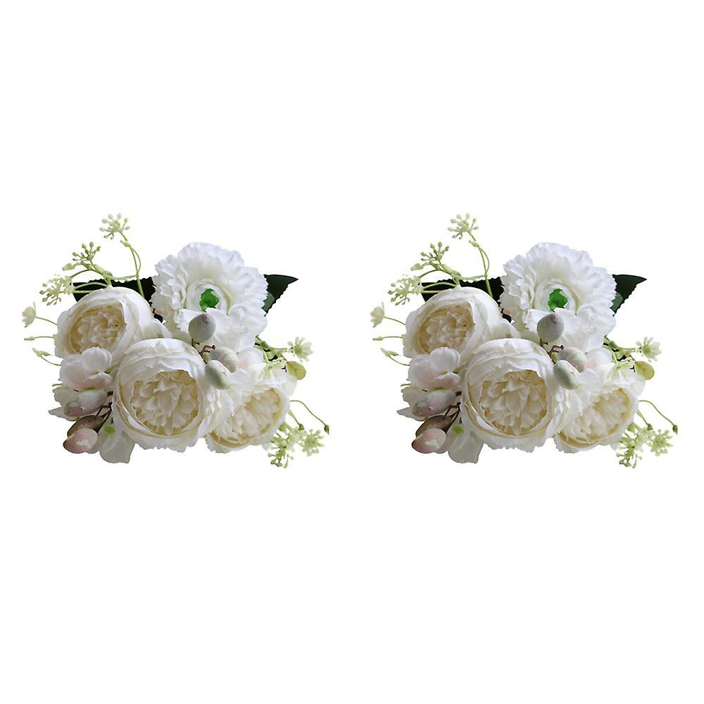 2pcs Artificial Peony Flower Bouquet,for Party Home Decor(white)