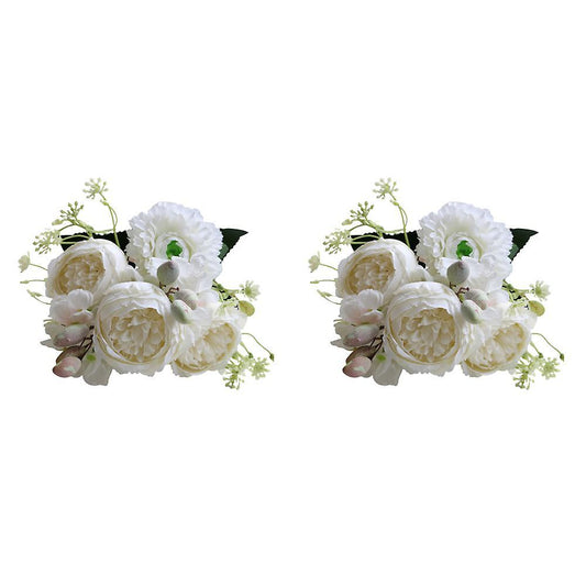 2pcs Artificial Peony Flower Bouquet,for Party Home Decor(white)