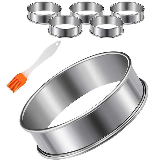 6 Pieces English Muffins Rings, Muffin Tart Rings Rolled Tart Ring