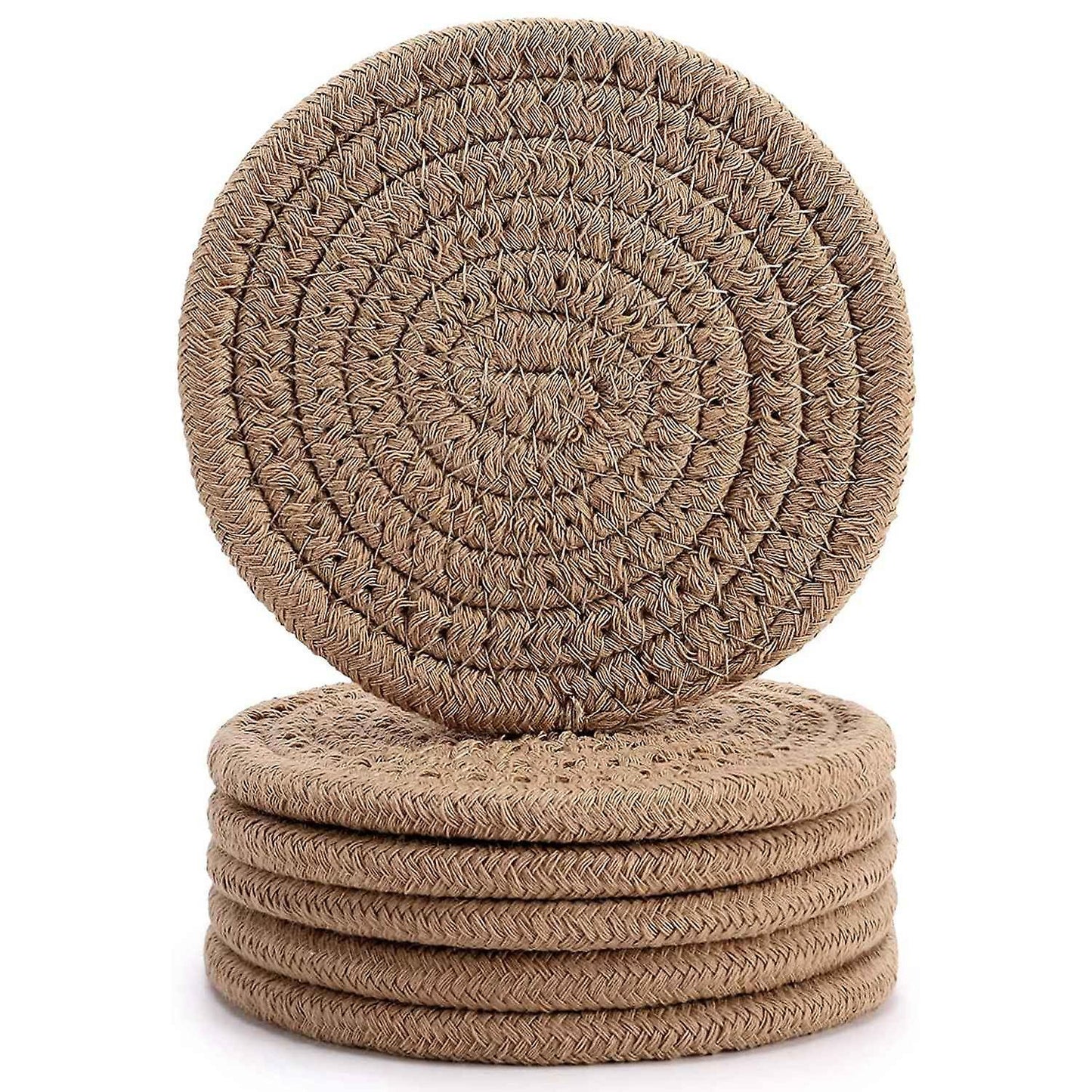 6pcs Drink Coasters,stylish Handmade Braided Coasters 4.3inch,cotton