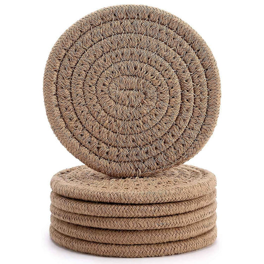 6pcs Drink Coasters,stylish Handmade Braided Coasters 4.3inch,cotton