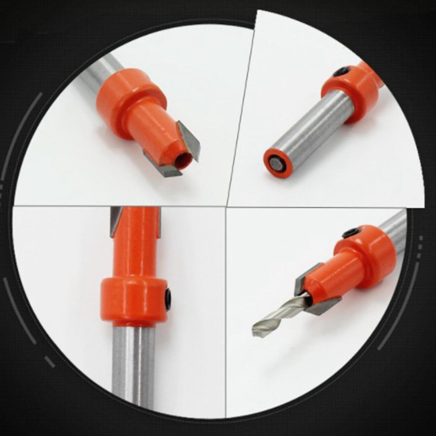 5pcs Wood Hole Drill Bit,8mm Shank Countersink Drill Bit Router Bit