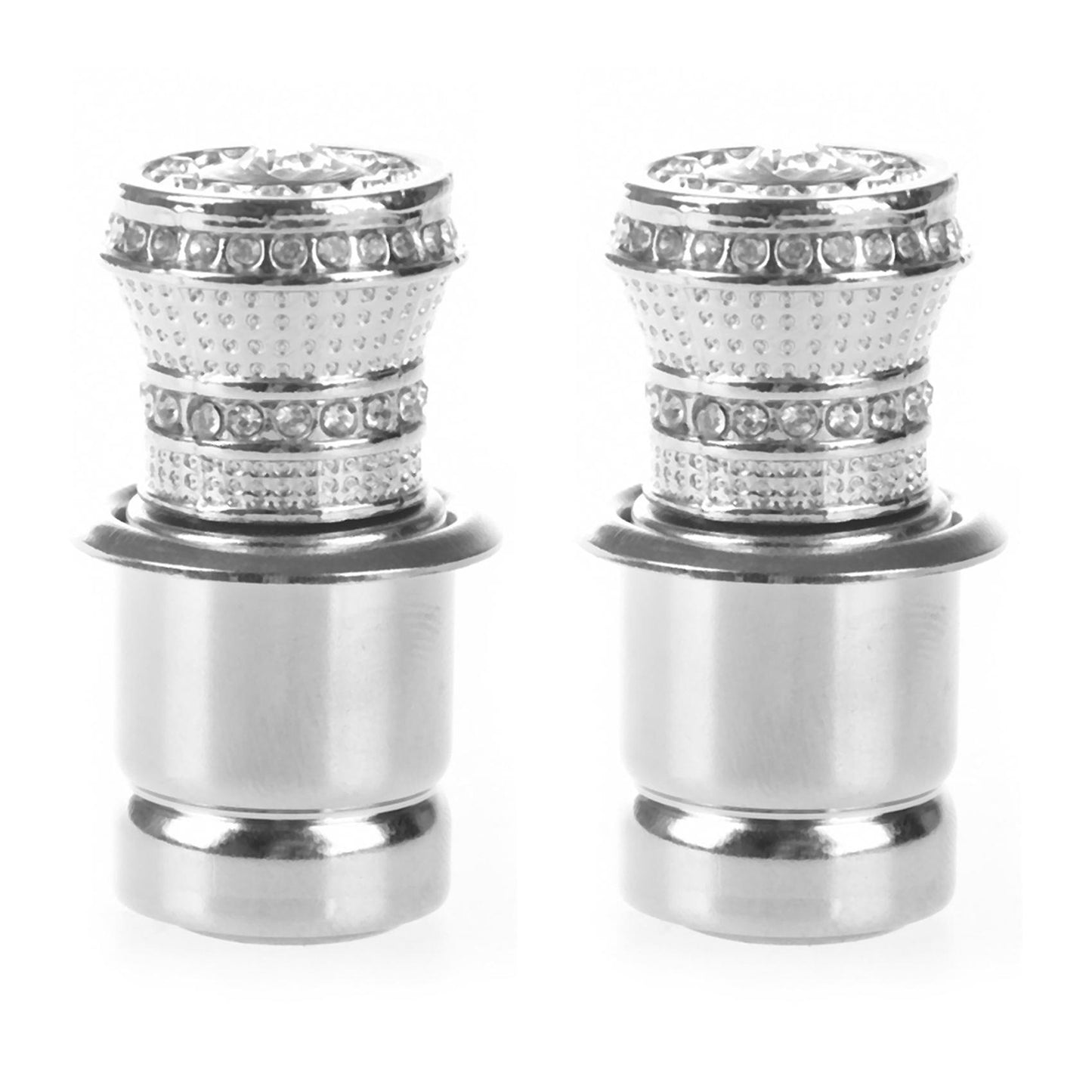 2x 12v Auto Crystal Rhinestones Car Cigarette Lighter Ignition Silver