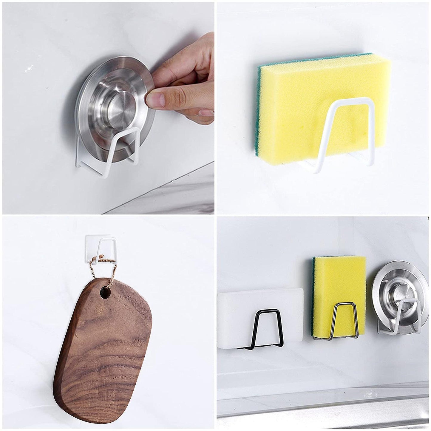 6pcs Sponge Holder Self-adhesive Sponge Holder No Drill Kitchen C