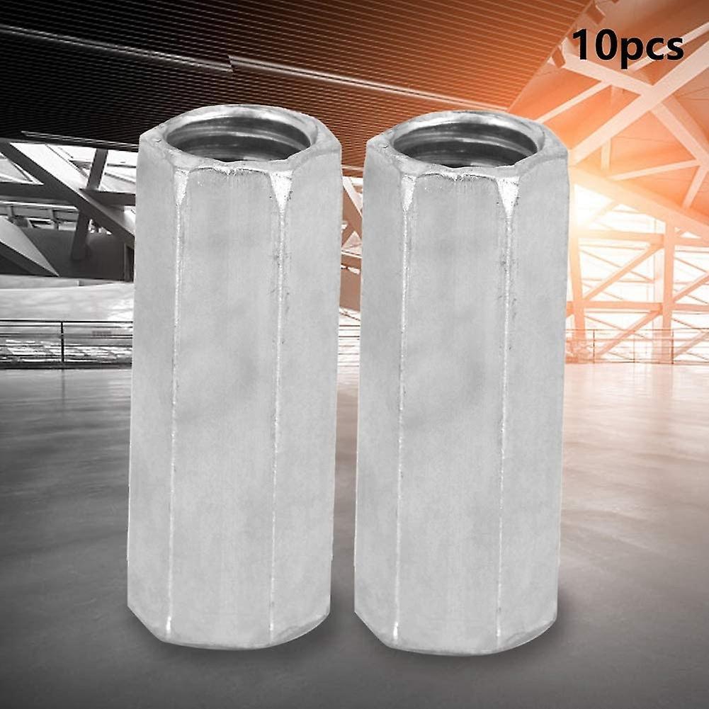M8x28 Nut Long Rod Hexagonal Carbon Steel Screw Nut 10 Pieces