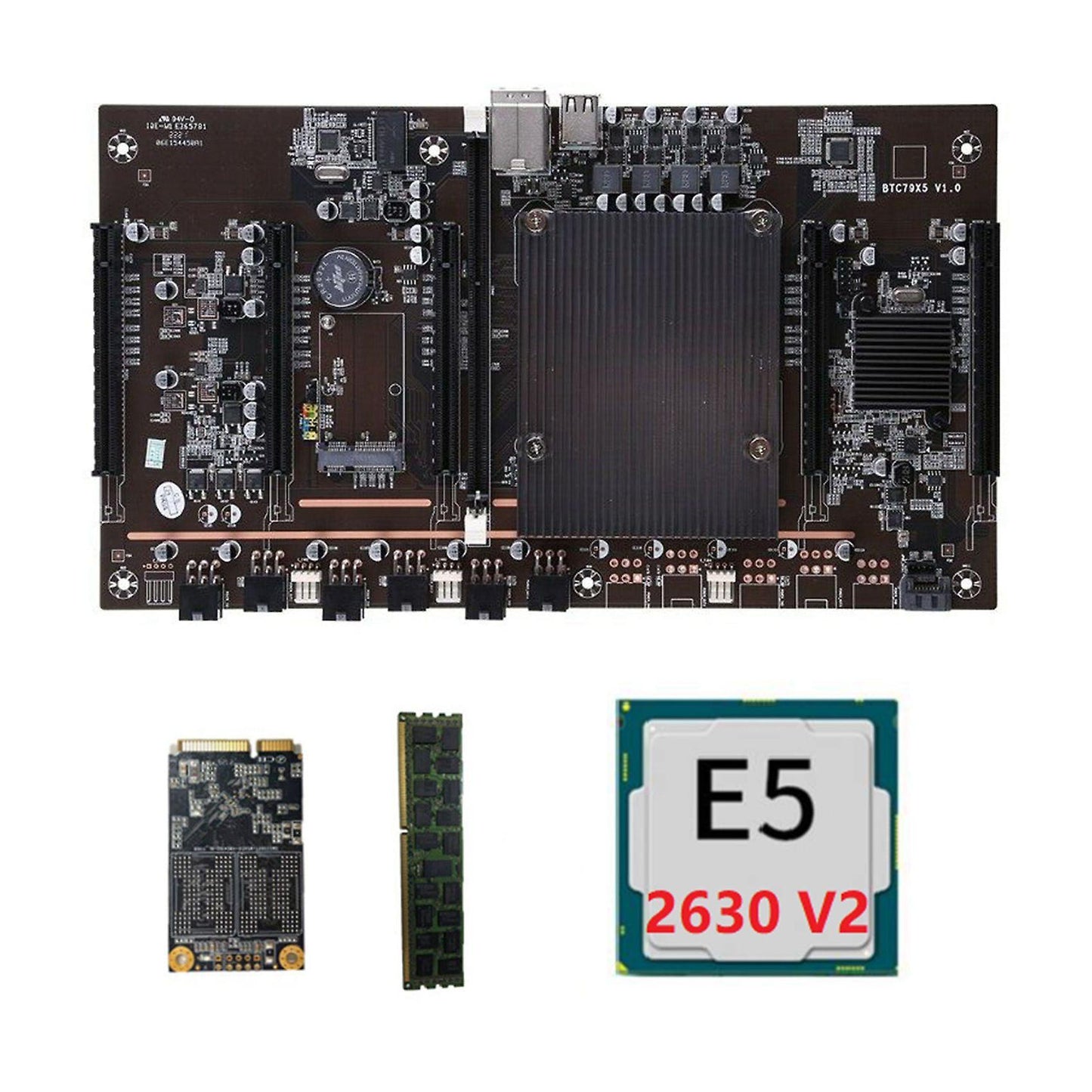 X79 Btc Miner Motherboard with E5 2630 V2 Cpu Recc 8g Ddr3 Ram 120g