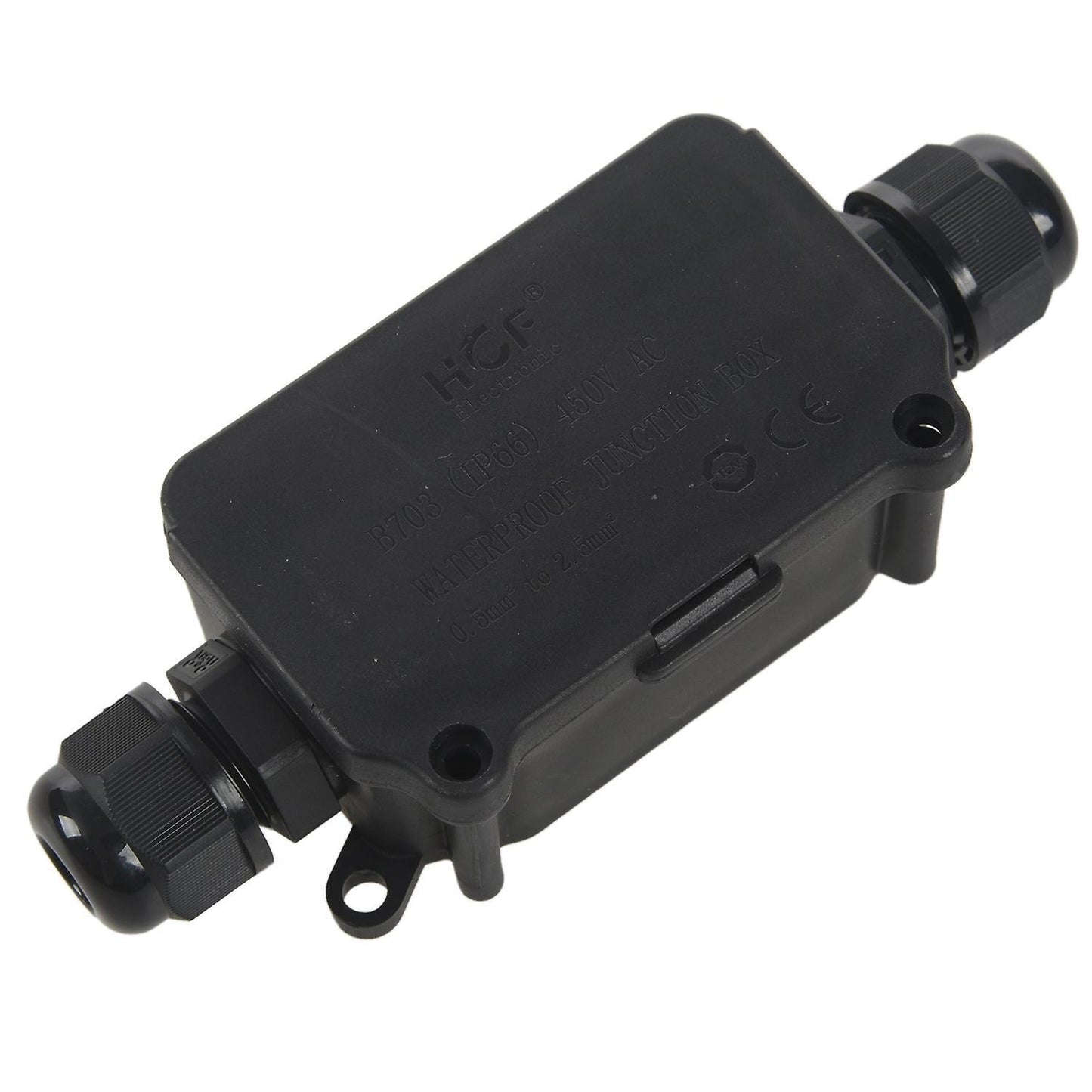 Ip66 2 Cable Black Plastic Connector Gland Electrical Junction Box