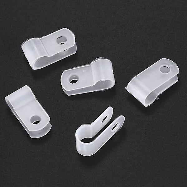 R Type Fastener Harness 6.4mm Wire Cable Tube Hose Clip Clamp 100 Pcs