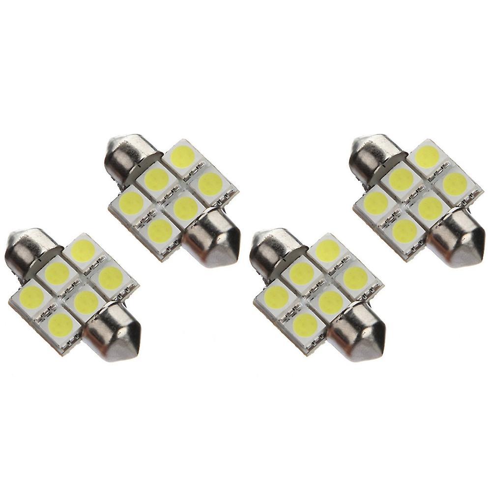 4x 31mm 6 Smd 5050 Led Car Interior C5w Super White Light Lamp Bulb