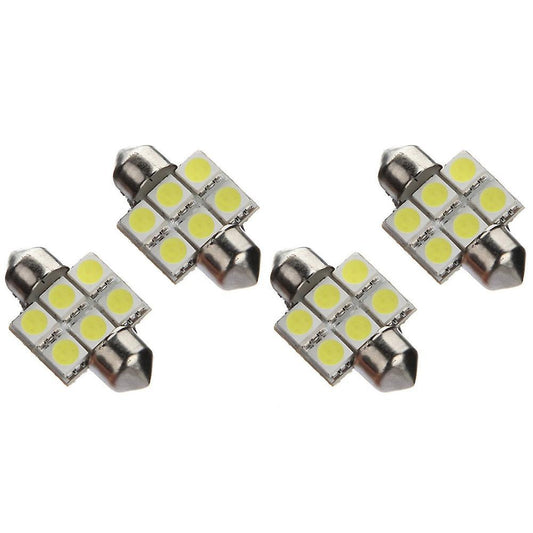 4x 31mm 6 Smd 5050 Led Car Interior C5w Super White Light Lamp Bulb
