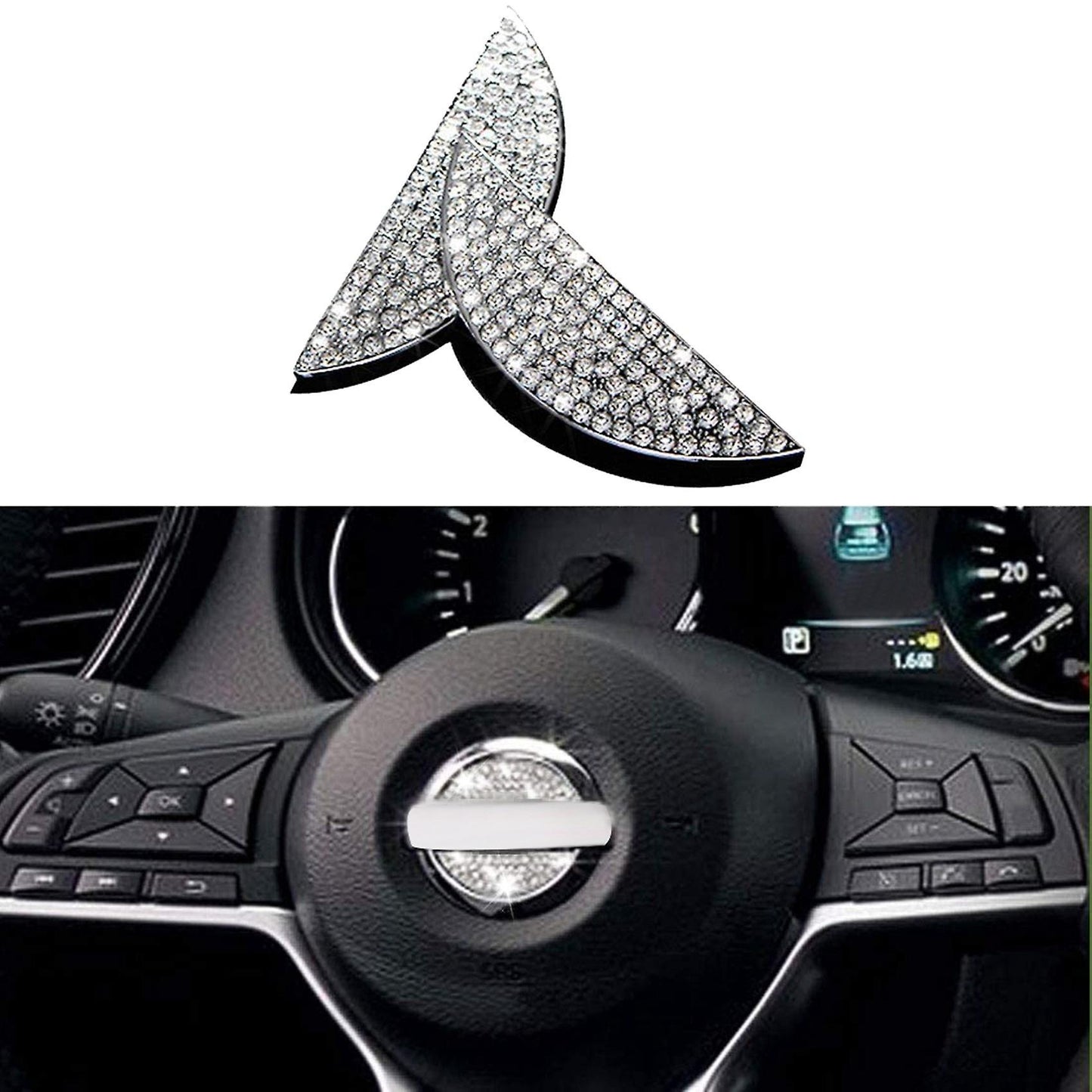 2x for Nissan Car Steering Wheel Logo Diamond Crystal Sticker Ring