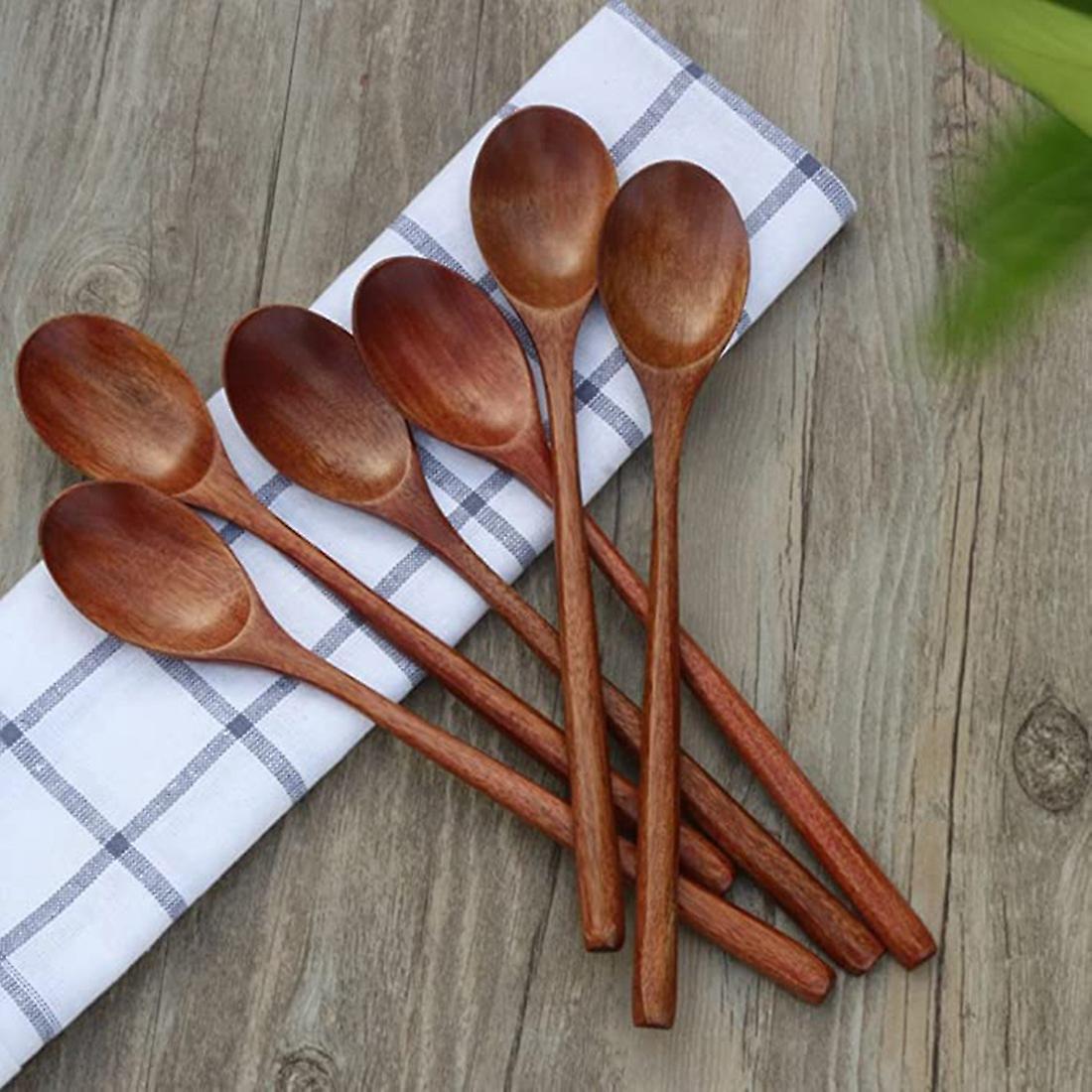 8 Pcs Wood Soup Spoons for Eating Mixing Stirring Cooking, Utensi