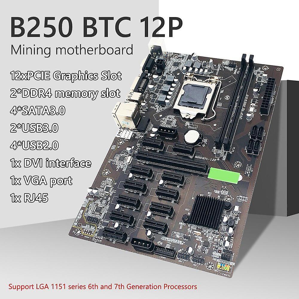 Btc-b250 Mining Motherboard with G3900 Cpu+cooling Fan 12 Pci-e16x