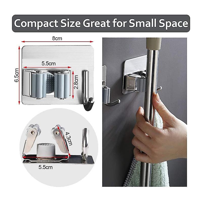 2 Pcs Mop Broom Holder Wall Mount, for Home, Kitchen, Garden