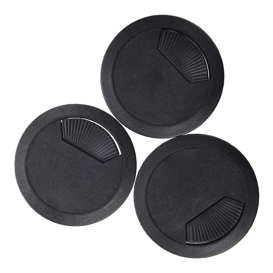 3 Pcs Desk 60mm Dia Grommet Cable Cord Hole Cover Black
