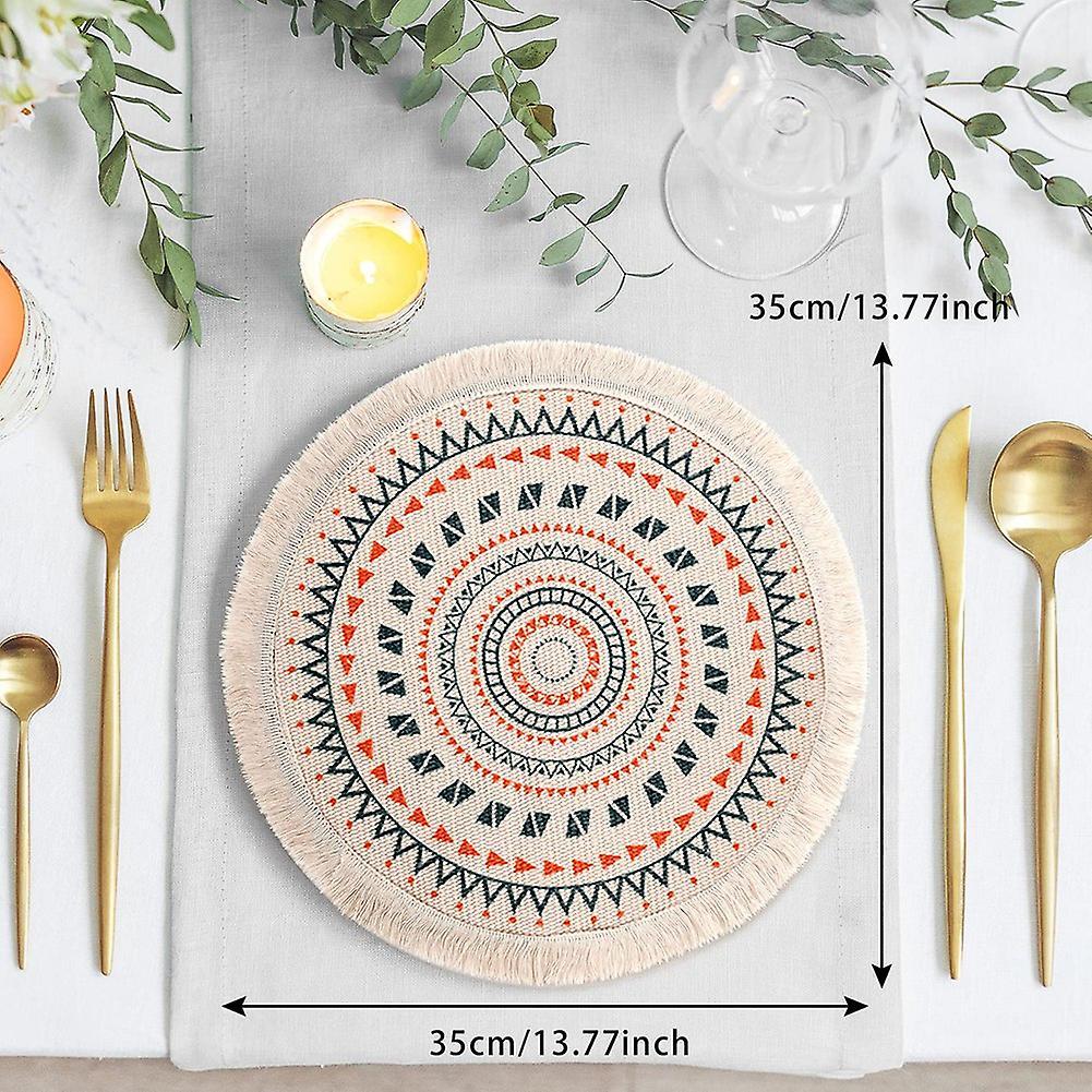 Set Of 2 Breakfast Placemats Round Placemats Non-slip Multicolor