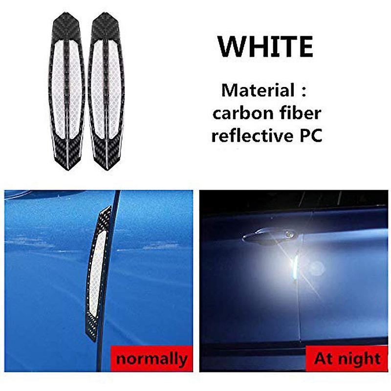 4pcs Super Reflective Stickers Carbon Fiber Strips Car Side Door