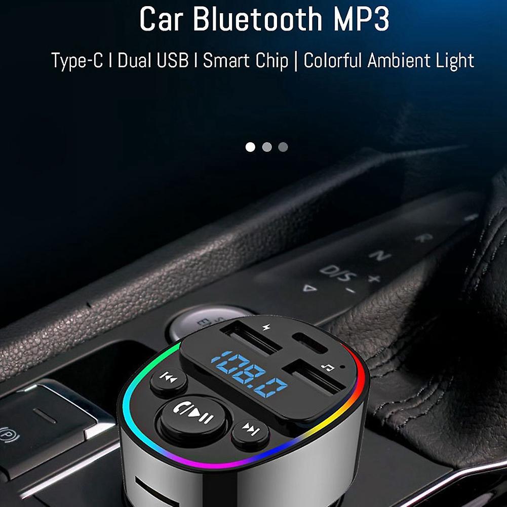 Car Bluetooth 5.0 Fm Transmitter Pd Type-c Dual Usb Charger Mp3 B