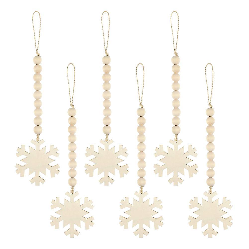 6 Pcs Christmas Tree Hanging Wooden Bead Garlands for Christmas Party