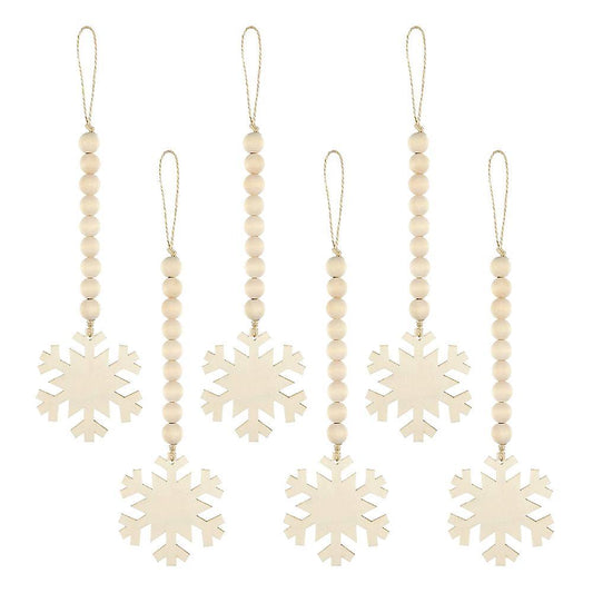 6 Pcs Christmas Tree Hanging Wooden Bead Garlands for Christmas Party