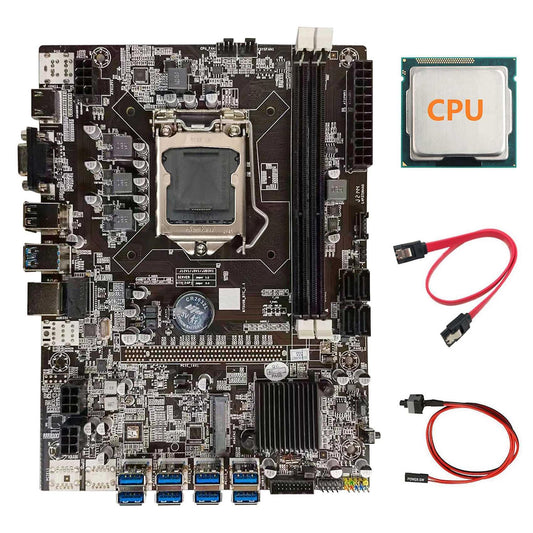 B75 Btc Mining Motherboard+cpu+switch Cable+sata Cable Lga1155
