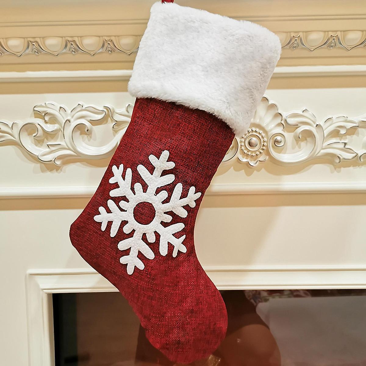Christmas Socks Gift Bag Kenaf Embroidery Christmas Socks Elk