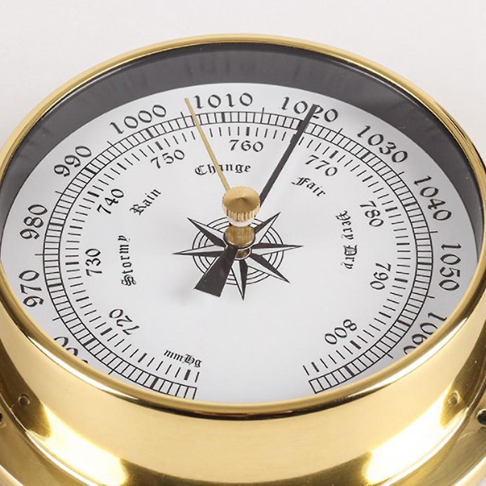 4pcs Brass Case Weather Station Barometer and Clock Tid 115mm