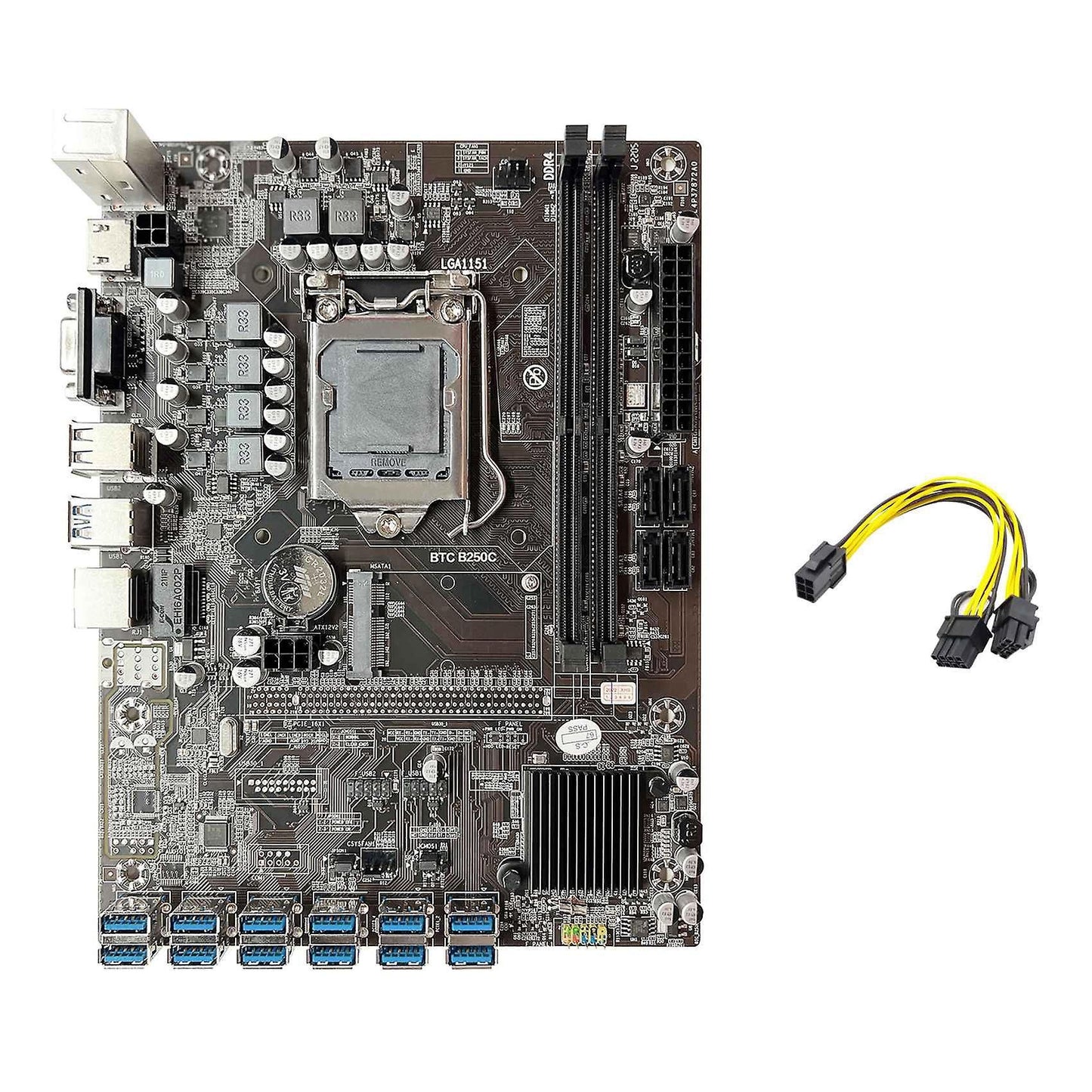B250c Btc Mining Motherboard+6pin to Dual 8pin Cable Lga1151