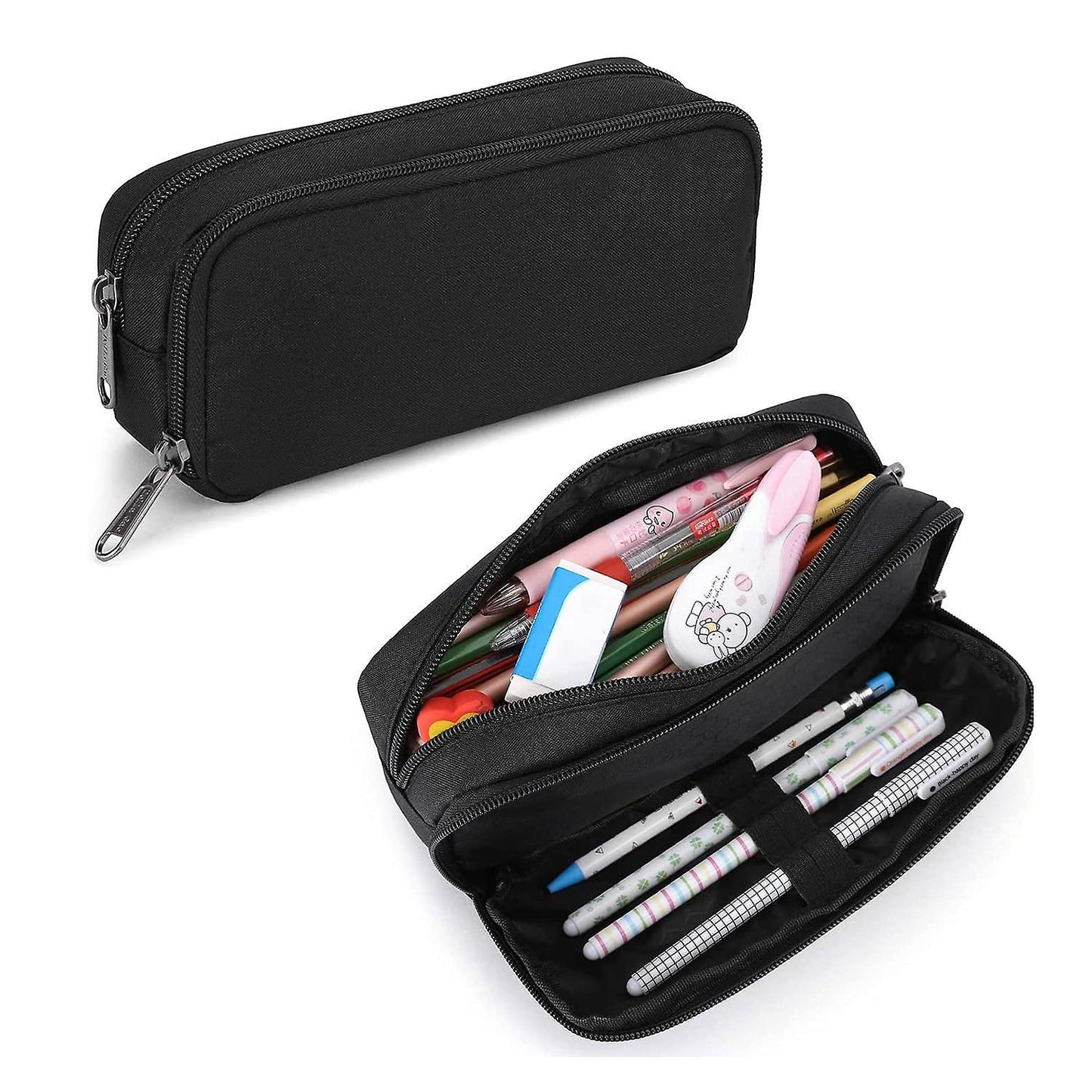 Big Capacity Pencil Case Oxford Storage Pouch Marker Pen Case Black