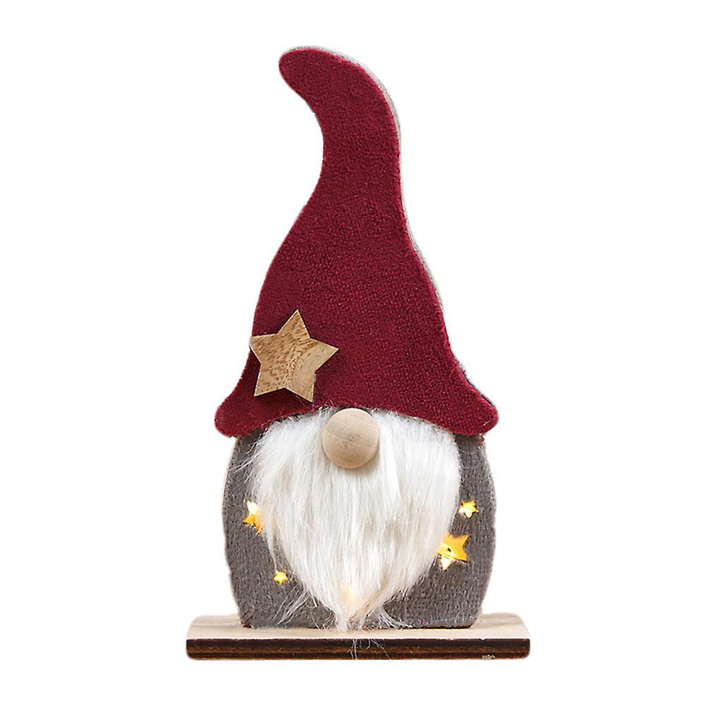 Christmas Statue Wood Glowing Faceless Elderly Ornament for Home,a