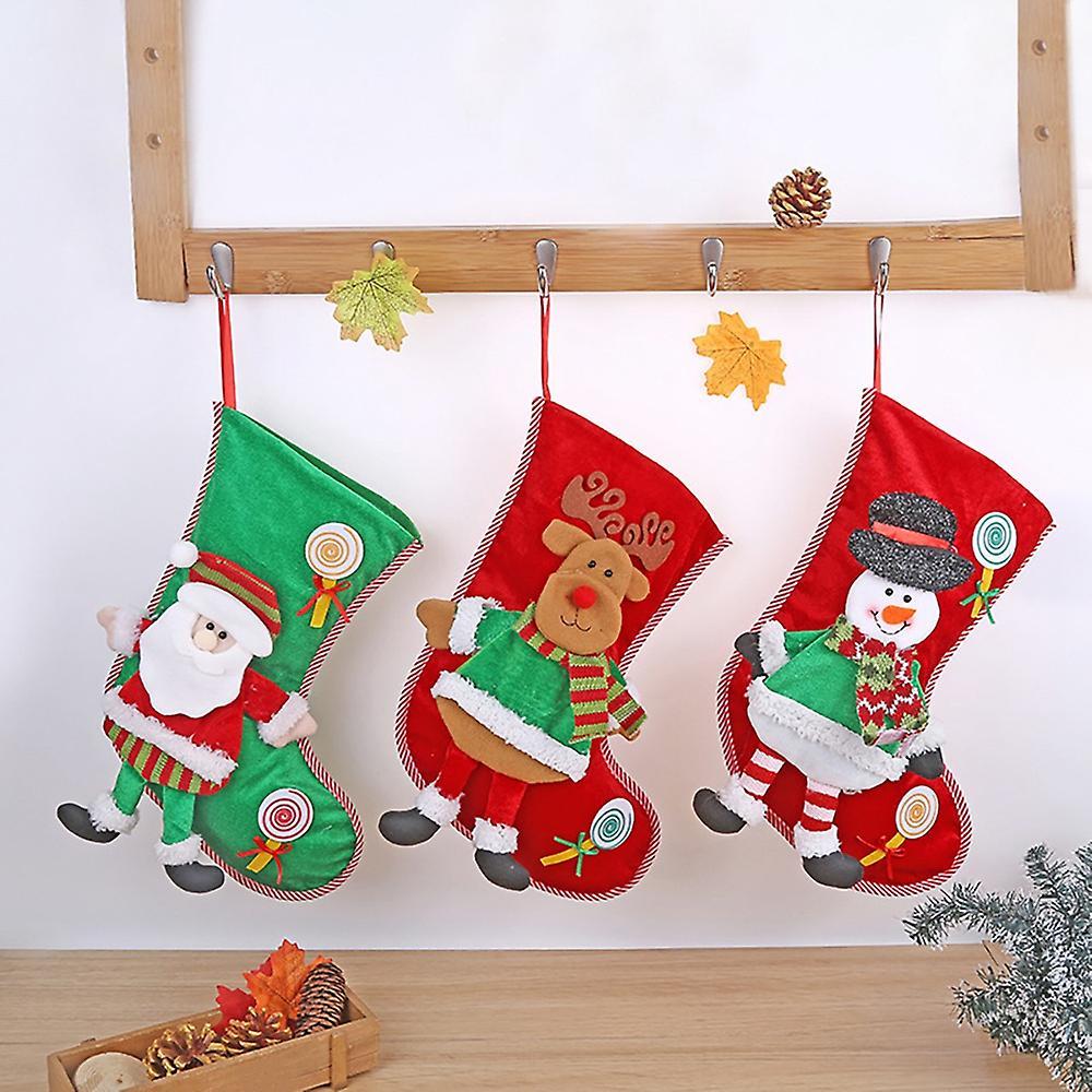 Christmas Stocking Xmas Tree Hanging Candy Gift Bag, Santa Claus