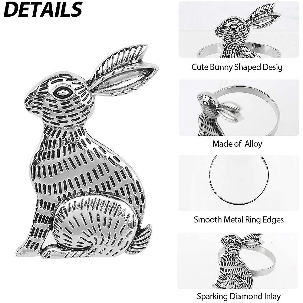 Easter Bunny Napkin Rings Rabbit Napkin Ring Holders Metal Set Of 6