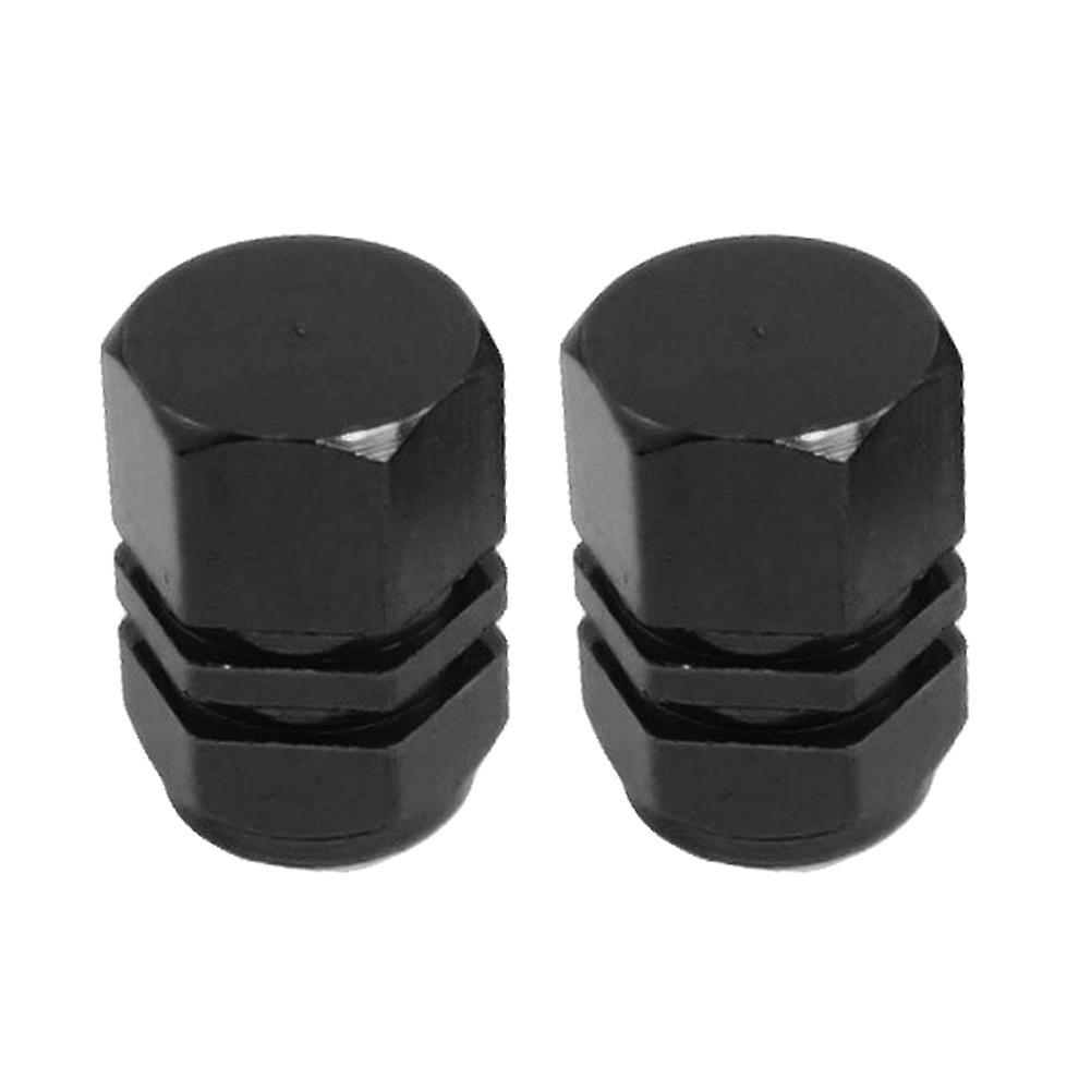 4 Pcs Black Metal Hexagon Auto Car Tyre Tire Valve Cap Cover