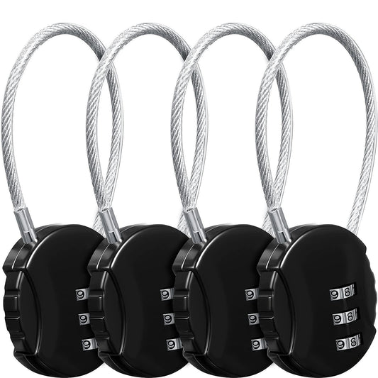 4 Pieces 3 Digit Padlock for School Gym Locker, Sports Locker, Fence