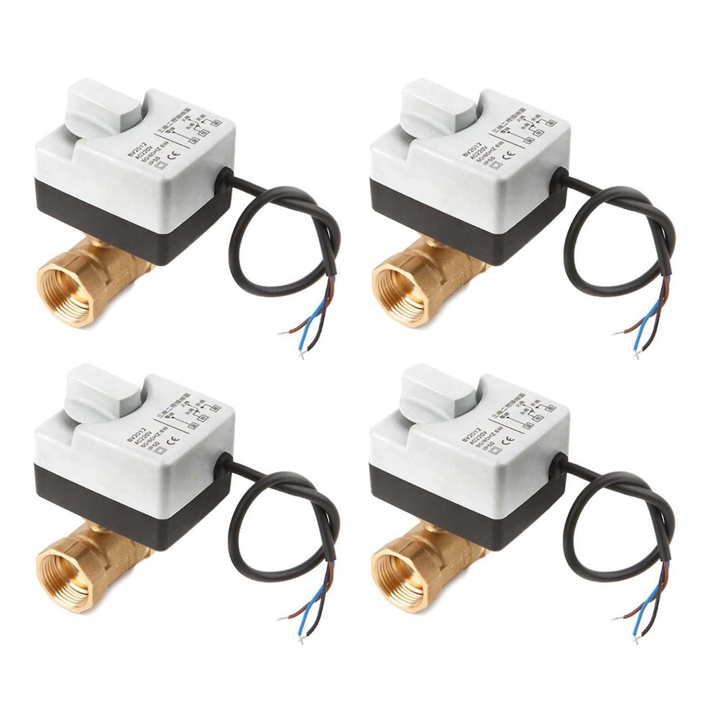 4x Ac220v Dn15 2 Way 3 Wires Motorized Ball Valve Electric Actuator