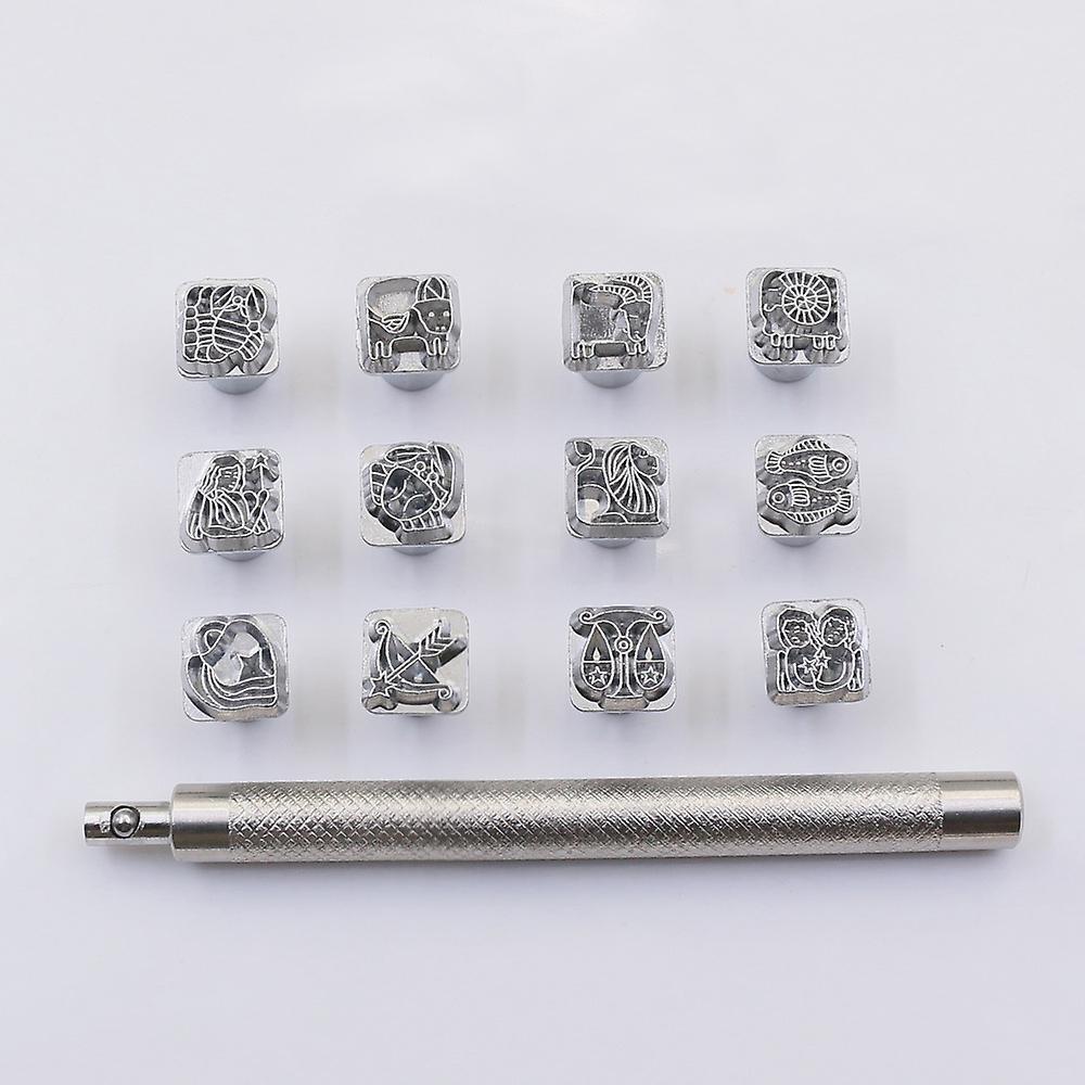 12pc Constellations Pattern Stamping Punch Tool for Diy Leather Craft