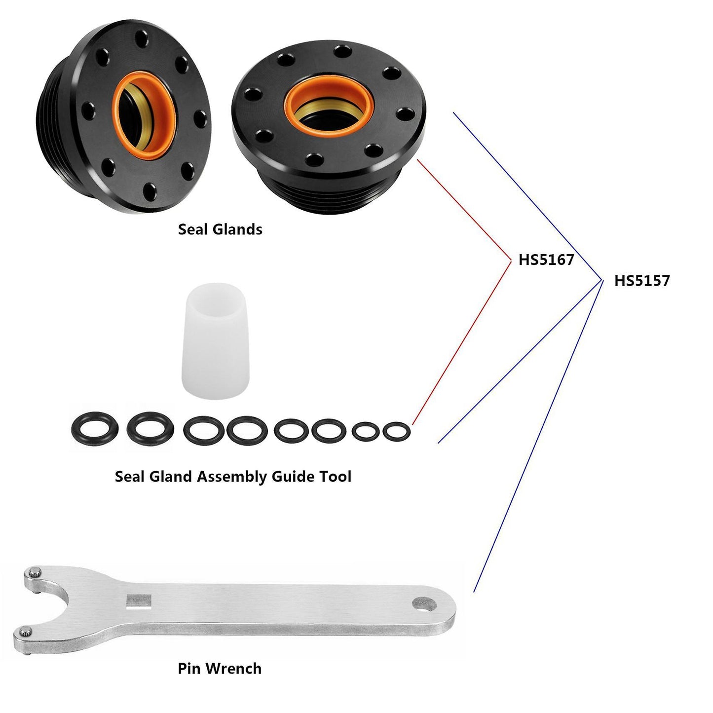 2x Automobile Front Hydraulic Steering Seal Rebuild Kit , with Wrench