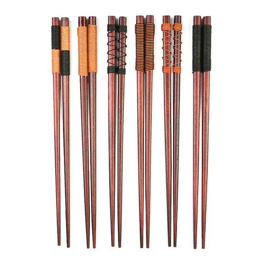 6 Pairs Wooden Chopsticks Classic Japanese Natural Food Wood Gift Set