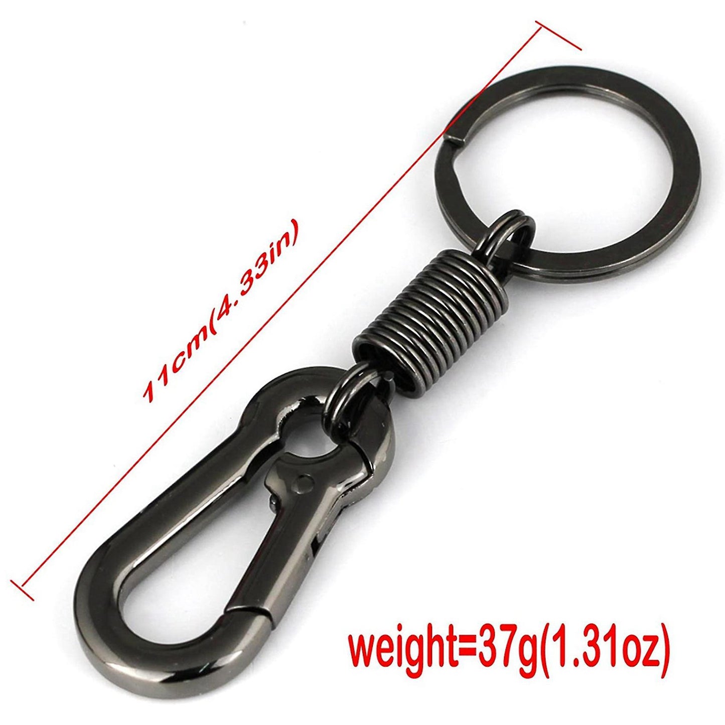 4x Sturdy Carabiner Key Chain Key Ring Polished Key Chain, Black