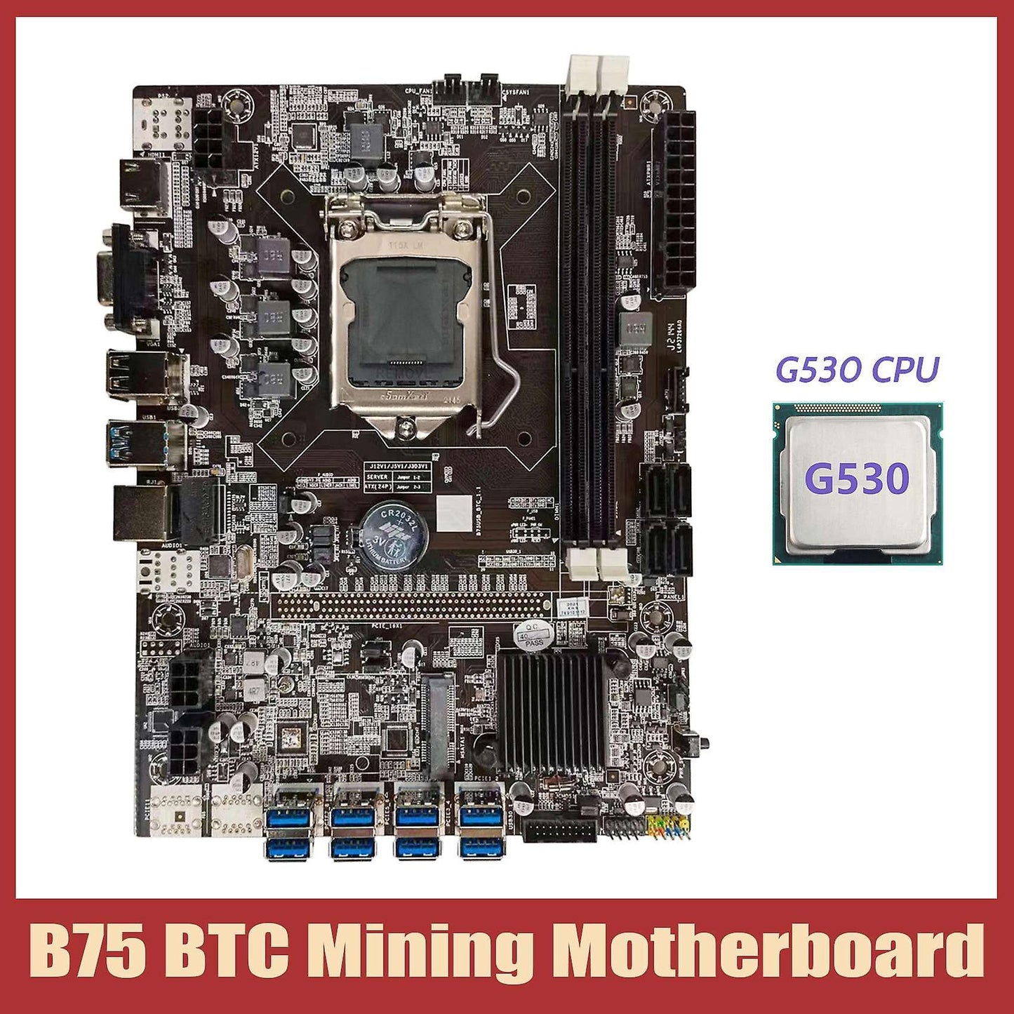 B75 Btc Mining Motherboard+g530 Cpu Lga1155 8xpcie Usb Adapter