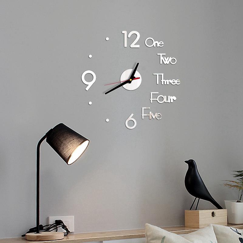 Large Modern 3d Wall Clock Kit,for Living Room Bedroom Decor,silver