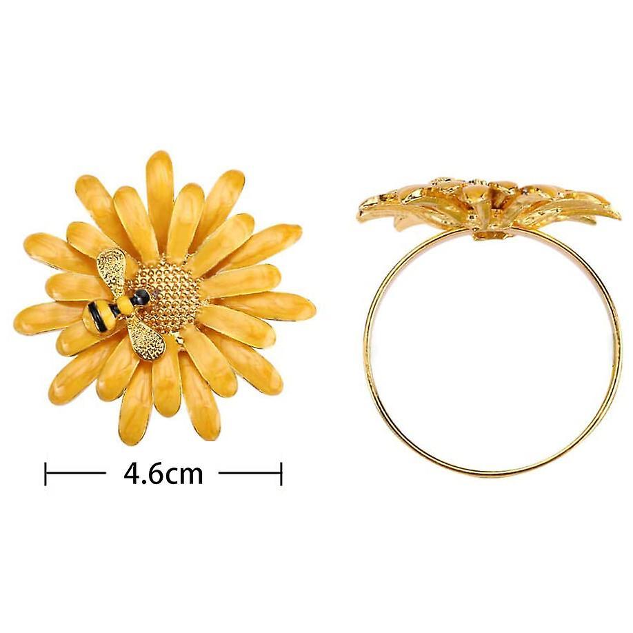 6 Pcs Daisy Napkin Rings Set,for Holiday Wedding Table Decorations