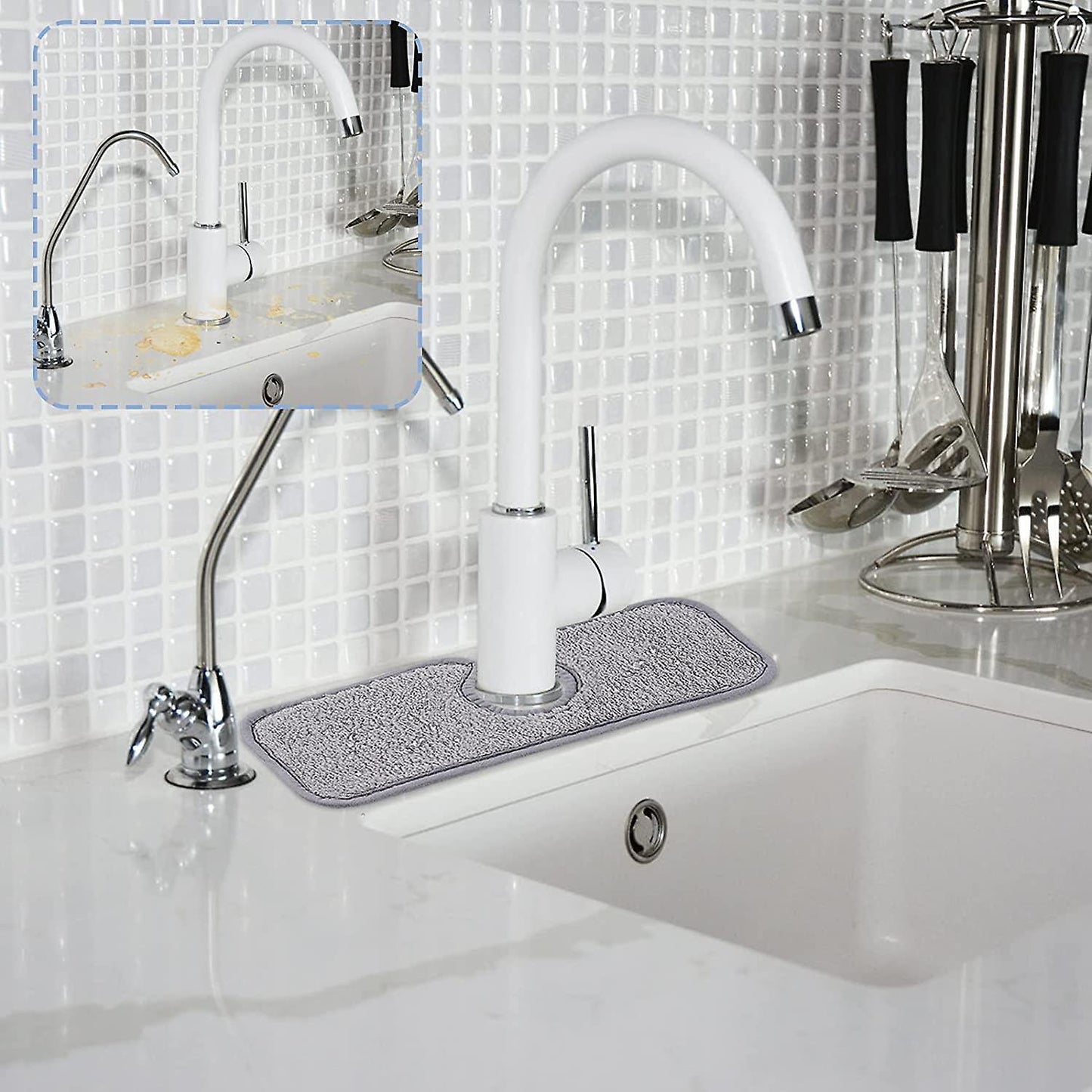 2-piece Faucet Absorbent Pad Sink Splash Plate Suitable for Faucets