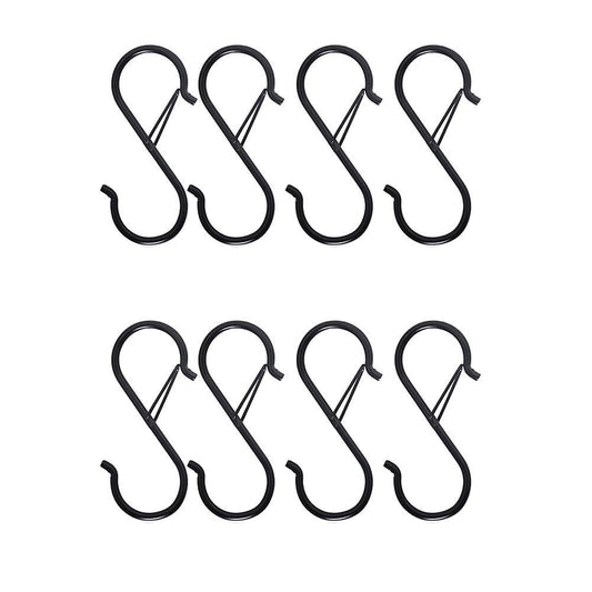 8pcs S Hooks for Hanging for Kitchen Utensil and Closet Rod - Black