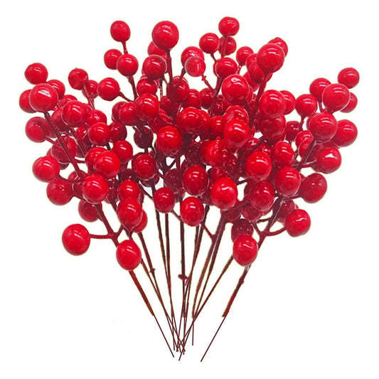 24 Pack 7.9 Inch Christmas Berries Holly Branch for Christmas Tree