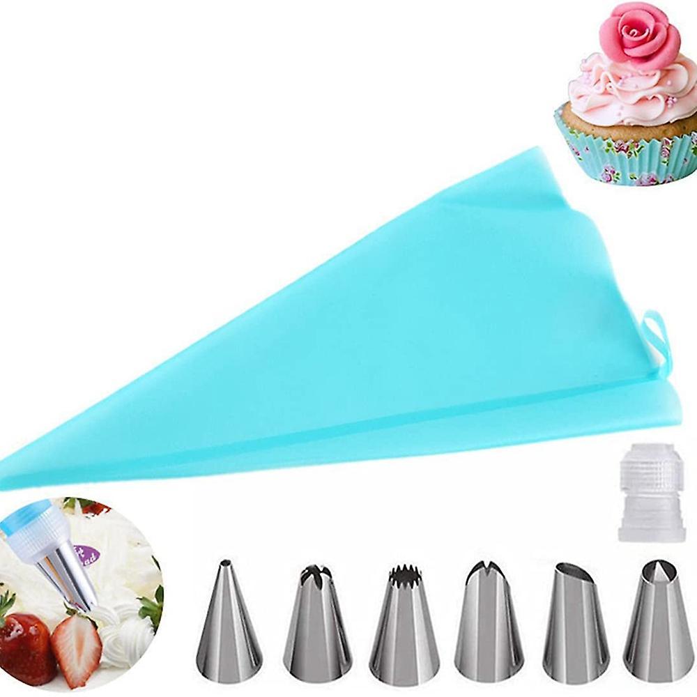 Baking Tools for Beginners Cake Nozzles Coupler and Pastry Bag-blue